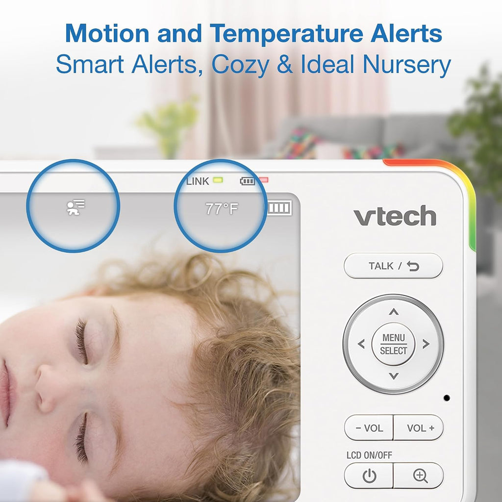 VTech Baby Monitor with 2 Cameras No WiFi & 5.5' IPS Split Screen, Remote Pan Tilt Zoom – 13Hr Video Battery, 1000ft Range, Night Vision, Night Light, Two-Way Talk | Advanced HD Plus Twin