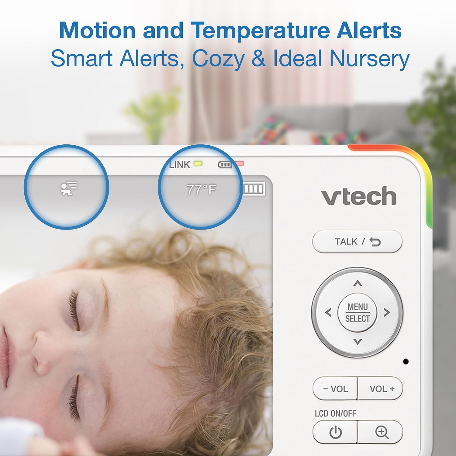 VTech Baby Monitor with 2 Cameras No WiFi & 5.5' IPS Split Screen, Remote Pan Tilt Zoom – 13Hr Video Battery, 1000ft Range, Night Vision, Night Light, Two-Way Talk | Advanced HD Plus Twin