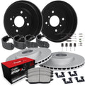 R1 Concepts Front and Rear Brake Kit Fits 2011-2019 Ford Fiesta| Optimum Oep Pads, Blank Rotors| Hardware, Drum, Shoes