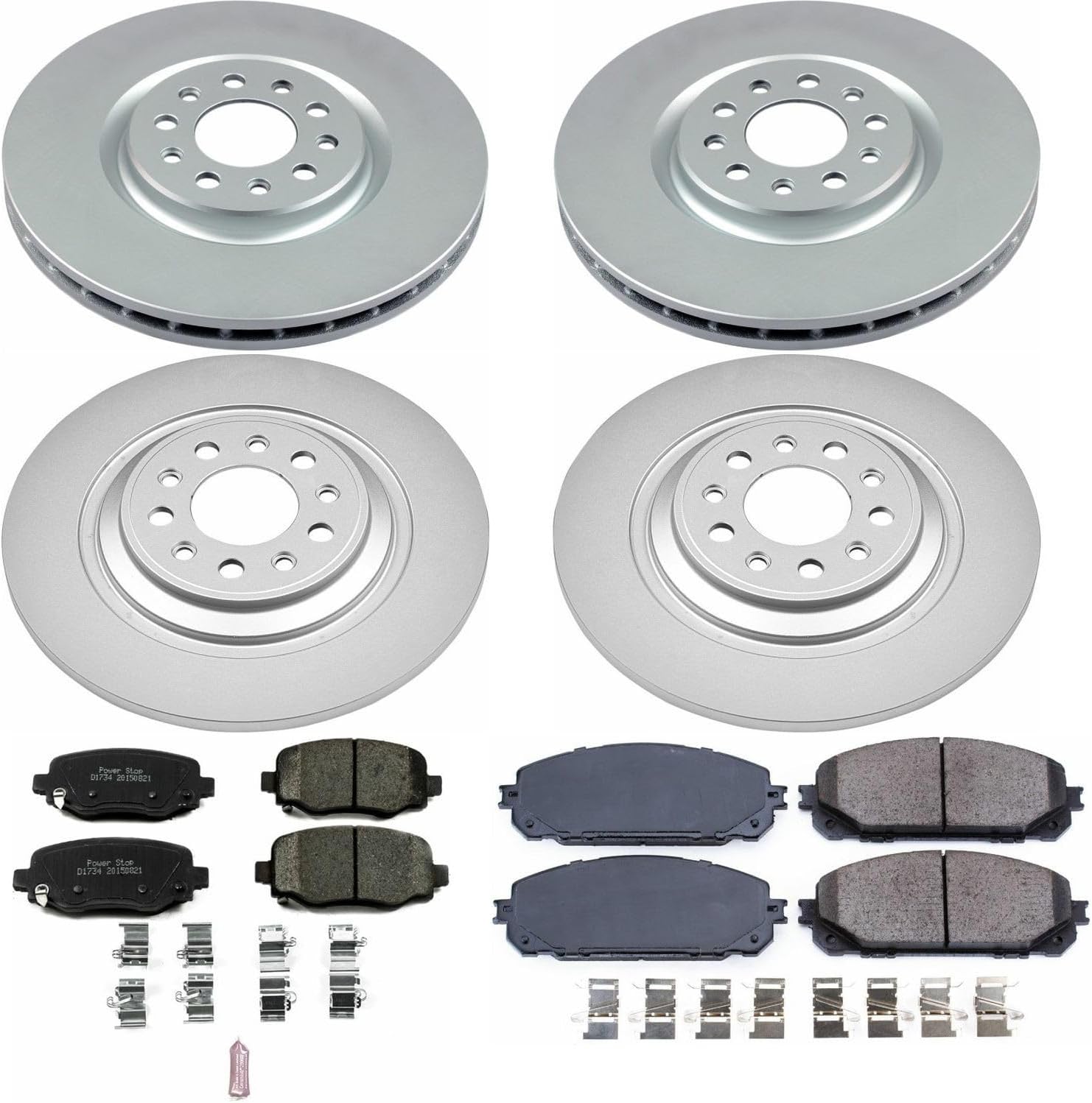PowerStop Front and Rear Brake Kit for Jeep Cherokee 2016-23 - Fully-Coated Disc Rotors with Z17 Ceramic Brake Pads Replacement, CRK7415