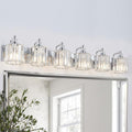 6-Light Modern Bathroom Light Fixture Chrome Bathroom Vanity Lights Over Mirror Wall Sconce Lighting with K9 Crystal Shades E26 Base for Bedroom, Living Room, Hallway Wall Lamp
