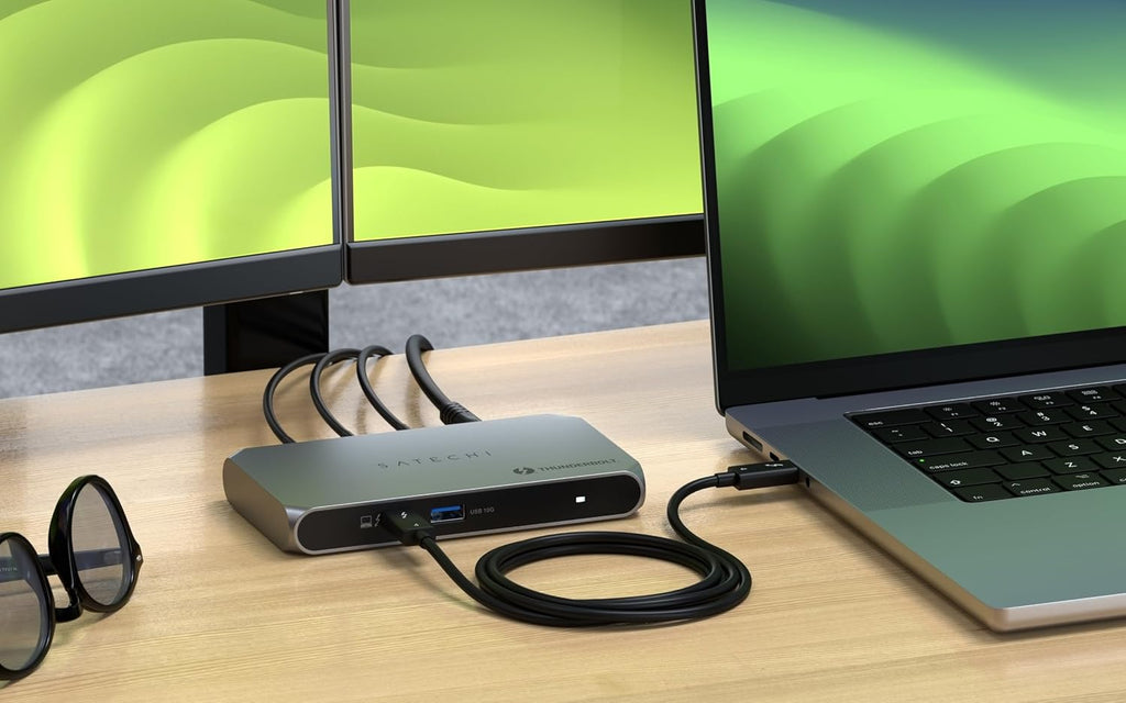 Satechi Thunderbolt 4 Dock Slim Hub Pro, USB C 100W Charging, Single 8K or Dual 4K Display, 4 Thunderbolt 4 Ports, USB 3.2 Gen2, for Mac/Windows, MacBook Air/Pro, Dell, Surface, Lenovo