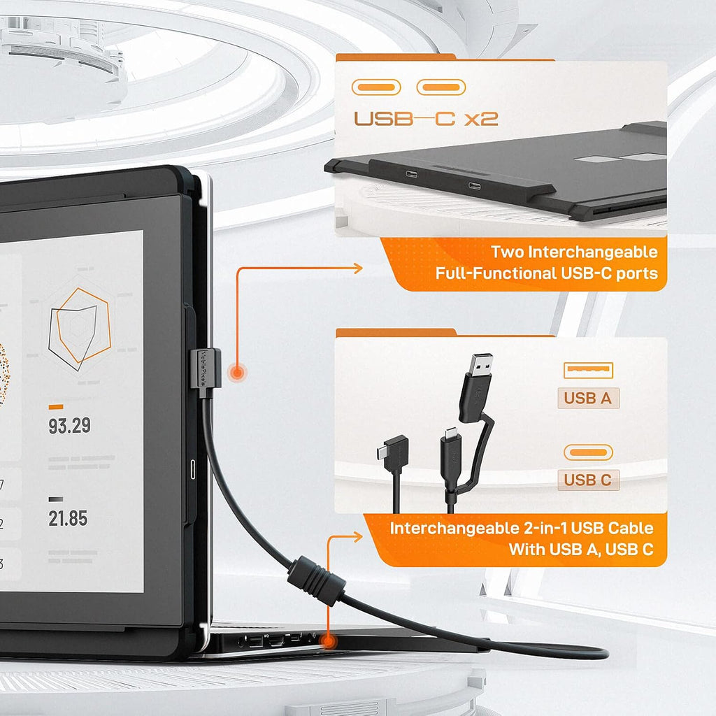 New Mobile Pixels Duex Plus Portable Monitor for Laptop, 13.3' 1080P FHD Ultimate Portable Laptop Monitor Extender, USB C/USB A, Windows/Mac/Android/Switch Compatible