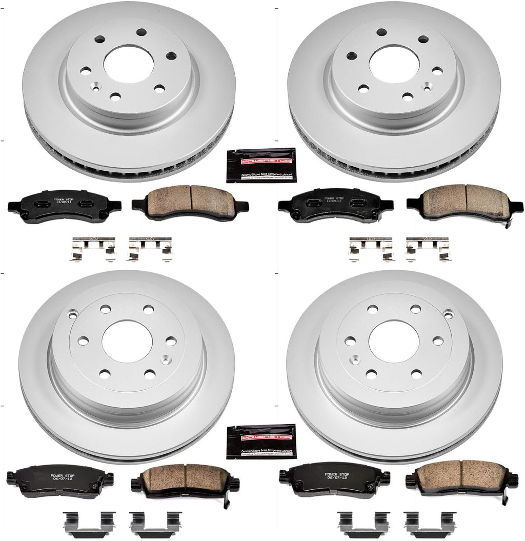 PowerStop Front and Rear Brake Kit for Buick Enclave 2008-17 |Chevrolet Traverse 2009-17 |GMC Acadia 2007-16 - Fully-Coated Disc Rotors with Z17 Ceramic Brake Pads Replacement, CRK4466
