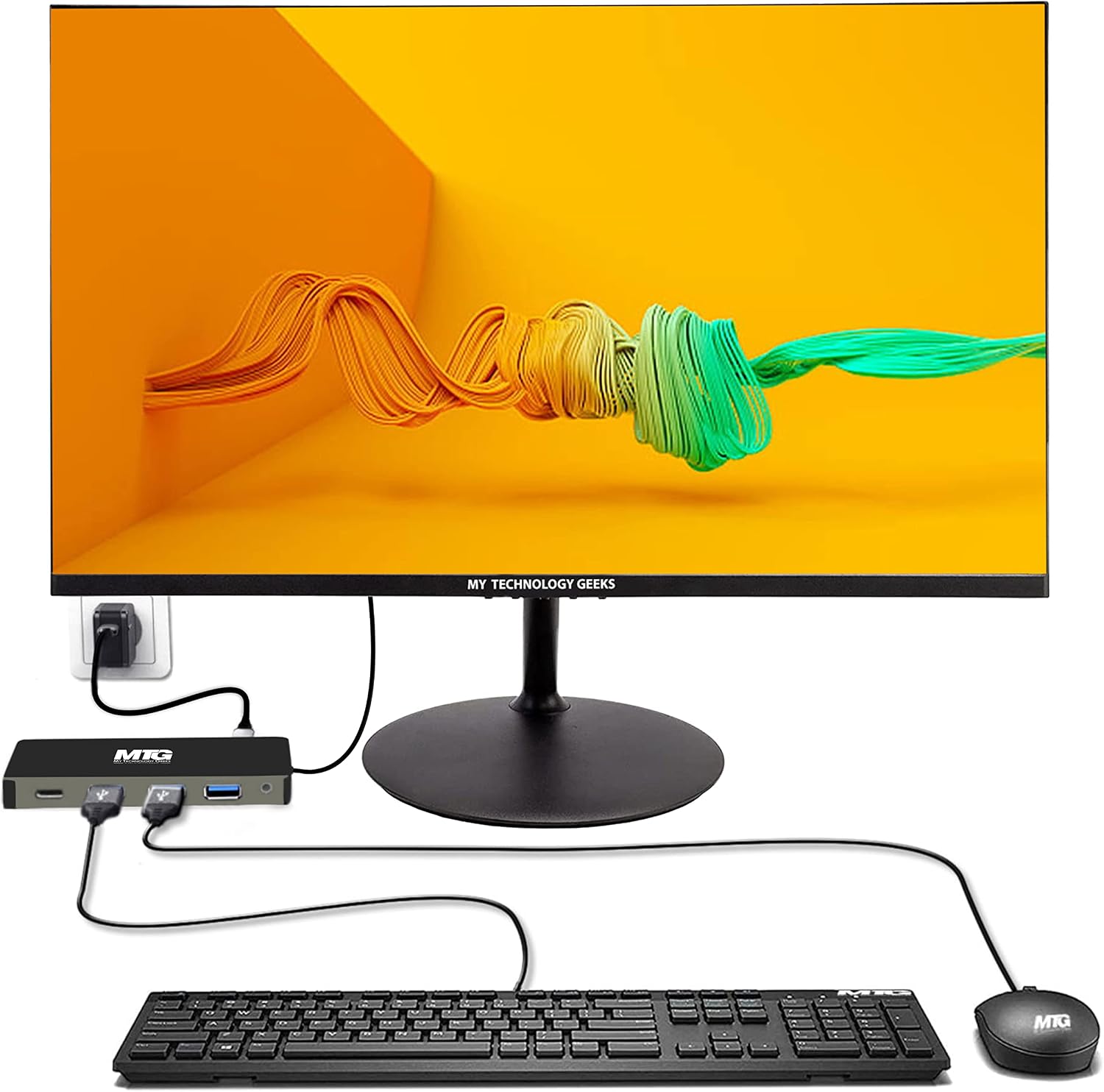 MTG Desktop Bundle 24' 1080p LCD Monitor - Full HD, 75Hz, 3ms, VESA Mountable, USB C Docking Station 10 in 1 Hub (Power Adapter not included) for Windows and Mac, with MTG USB wired Keyboard and Mouse