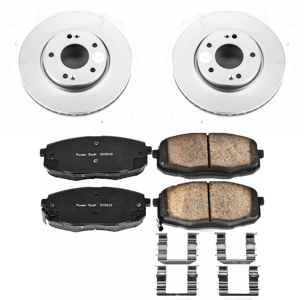 PowerStop Front Brake Kit for Kia Forte 2010-13 | Kia Forte Koup 2010-13 - Fully-Coated Disc Rotors with Z17 Ceramic Brake Pads Replacement, CRK5911