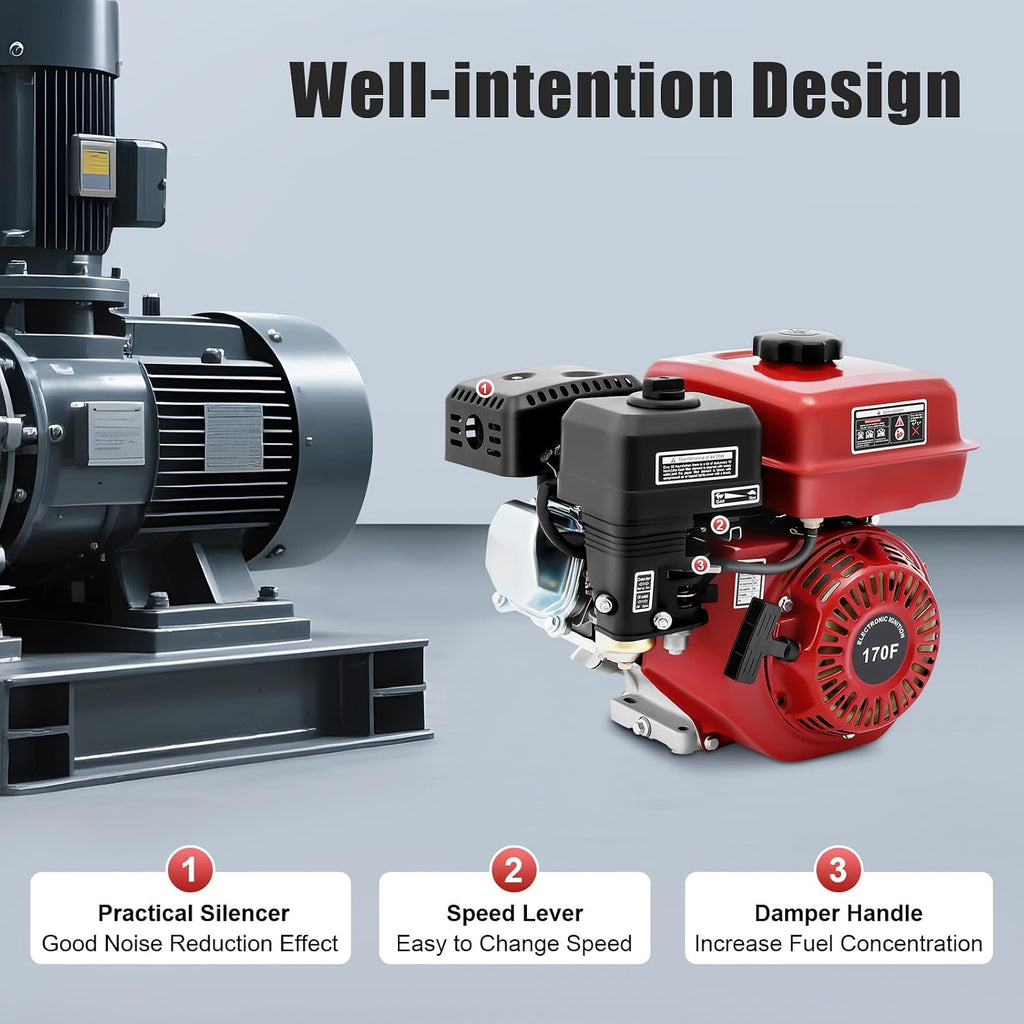 7.5HP Gas Engine Motor, 212CC 4-Stroke Gasoline Engine 3000W Horizontal Shaft Single Cylinder Air Cooling Engine Motor for Water Pumps Go Kart Generators Farm Ranch