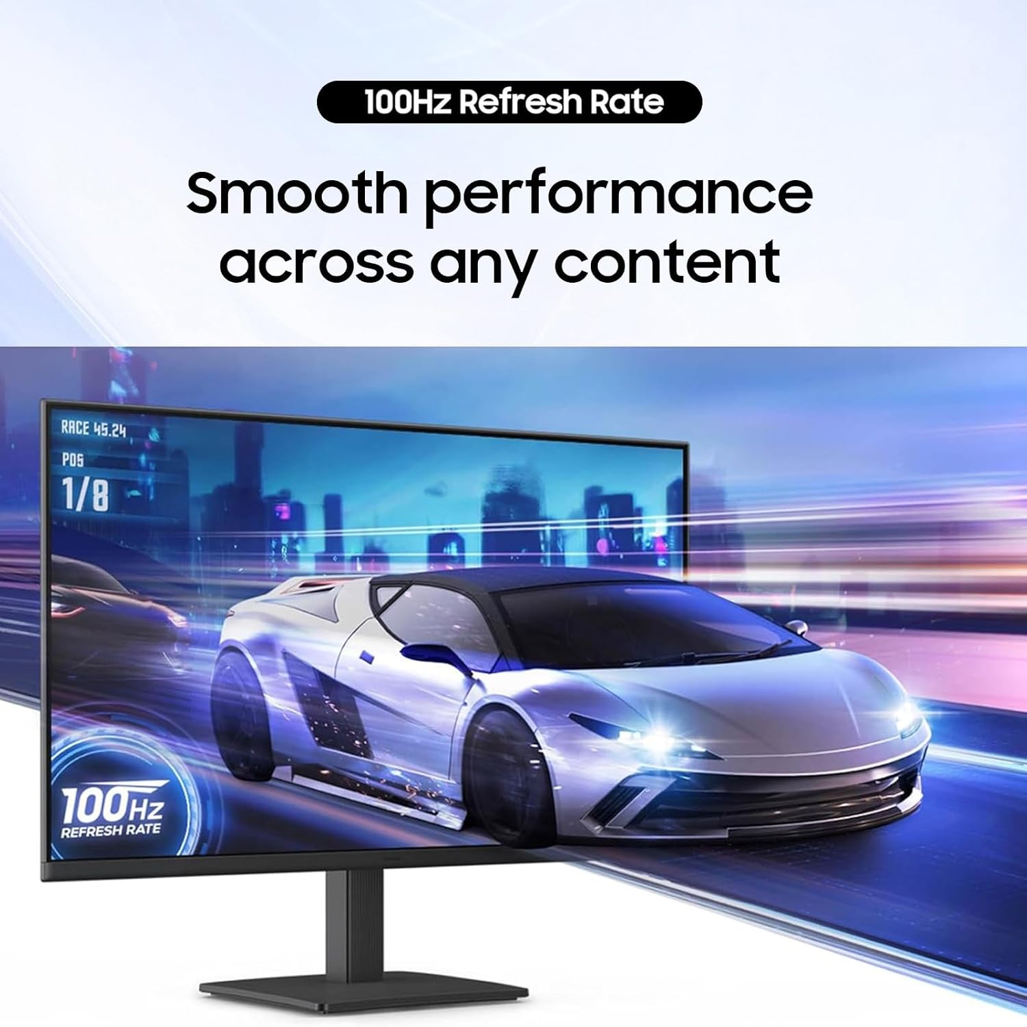 Samsung 27 inch IPS FHD (1920 x 1080) Monitor, S3 Series, 100Hz Refresh Rate, AMD FreeSync, Flicker-Free, Game Mode, Eye Care, HDMI & VGA, Ergonomic Design, VESA Mountable, Tilt Adjustment, Black