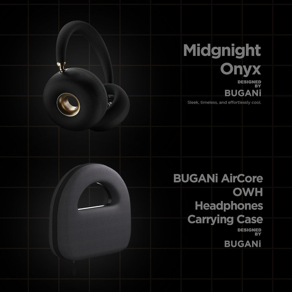 BUGANI AirCore Open-Ear Wireless Headphones: Bluetooth 5.3 Over-Ear Headset with Removable Noise-Canceling Ear Caps, Dual-Driver HiFi Sound, 27H Battery Life Comfortable Fit, Type-C Fast Charging