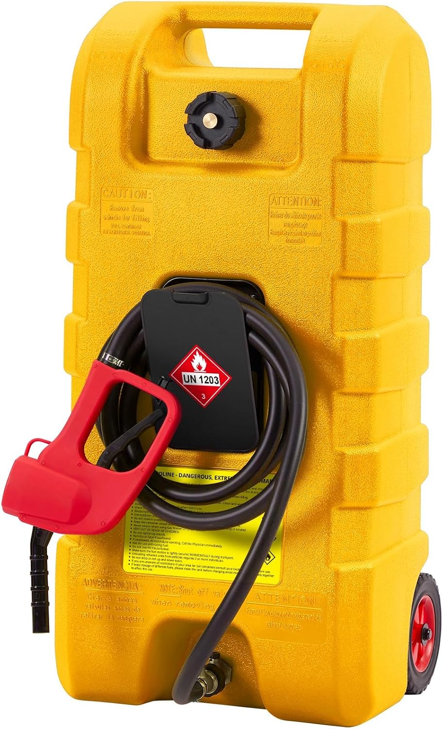 15 Gallon Gas Can, Portable Fuel Tank With Pump, Fuel Transfer Tank, Portable Gasoline Tank On Wheels With Le Fluid Transfer Siphon Pump and 10-Inch Hose for Cars, Boats, Lawnmowers, ATVs