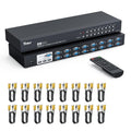 16 Port KVM Switch, Rack KVM Console VGA 16x1 w/16-Pack Cables IR Remote & Ears Support HD 1U Rack Cabinet