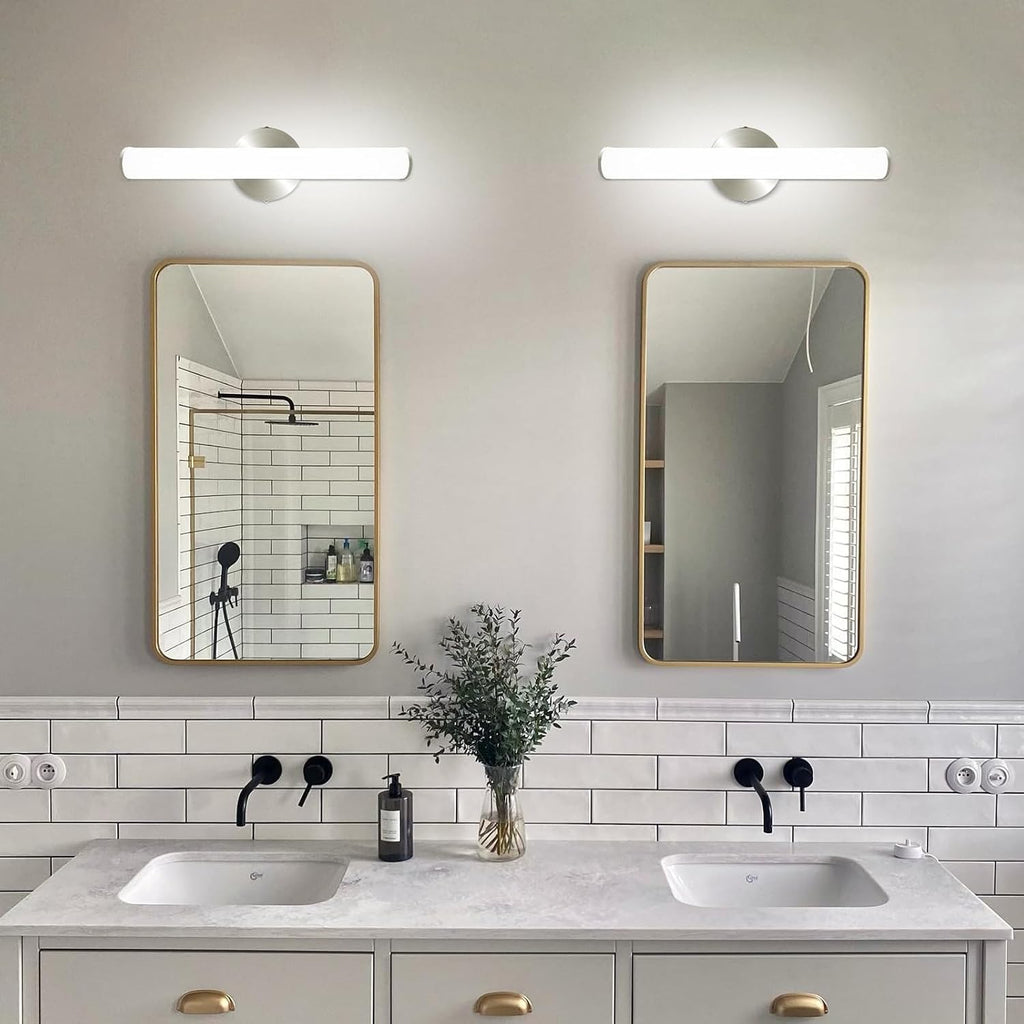 OOWOLF 4 Pack LED Vanity Light Bar for Bathroom, Dimmable Bathroom Light Fixtures 17.3inch 12W 1200LM Over Mirror Lighting Fixture Wall Sconce Modern Vanity Lighting 4000K Brushed Nickel