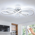 66W Modern LED Ceiling Light, 39.37Inch Flower Flush Mount Light Fixture with Remote Control Chrome Dimmable Ceiling Lamp for Living Room, Bedroom, Dining Room, Hallway, Kitchen