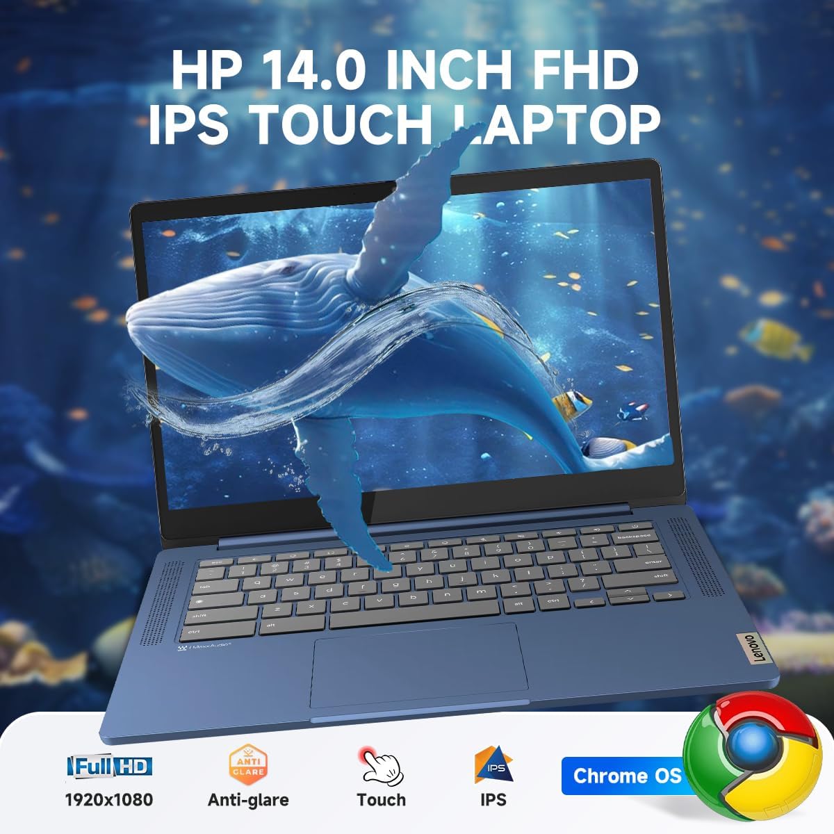 Lenovo IdeaPad Slim 3 Chromebook Laptop, 14'' FHD Touchscreen, 4GB RAM, 64GB eMMC + 256GB Micro SD, MediaTek Kompanio 520, Lightweight Chromebook for Business & Students, w/Accessories