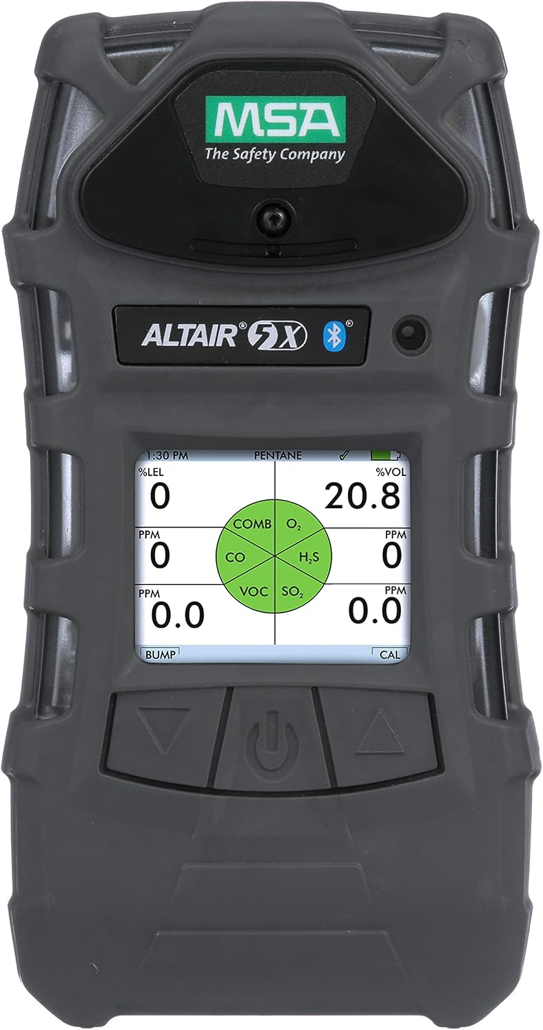 MSA 10116924 ALTAIR 5X Multi-Gas Detector - (O2, CO, H2S), Charcoal Device with Monochrome Display, Portable Gas Monitor, Durable, UL/CSA, Instrument Only