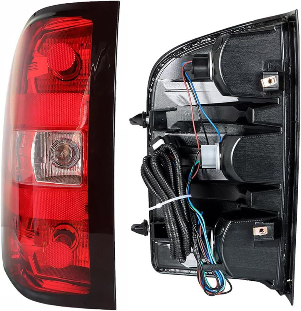 Headlights Tail Lights Combo Compatible with 2007-2013 Chevy Silverado 1500,2007-2014 Chevrolet Silverado 2500HD 3500HD Replacement Head lights Rear Brake Lamp Assembly, Black Housing Clear Lens