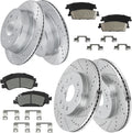 Brake Kit for Chevy Tahoe Silverado GMC Yukon XL 1500, Cadillac Escalade ESV EXT Brakes and Rotors Kit Front and Rear, Pads Replacement Drilled and Slotted 12.99' Front & 13.58' Rear Rotor