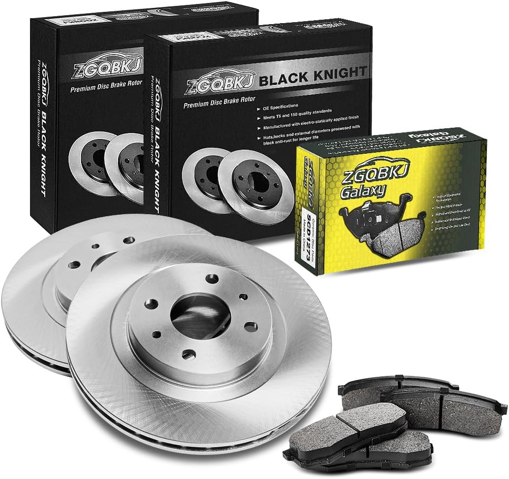 Brake Kit 6X Ceramic Brake Pads Replacement Front Brakes Rotors 10.17inch (258mm) fits Ford Fiesta 1.6L 2011 2012 2013 2014 2015 2016 2017 2018 2019, fits Ford Fiesta 1.0L 2014 2015 2016 2017
