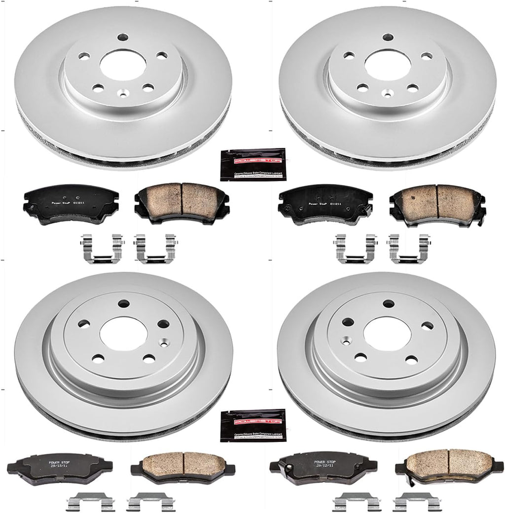 PowerStop Front and Rear Brake Kit for Chevrolet Camaro 2010-15 - Fully-Coated Disc Rotors with Z17 Ceramic Brake Pads Replacement, CRK2816