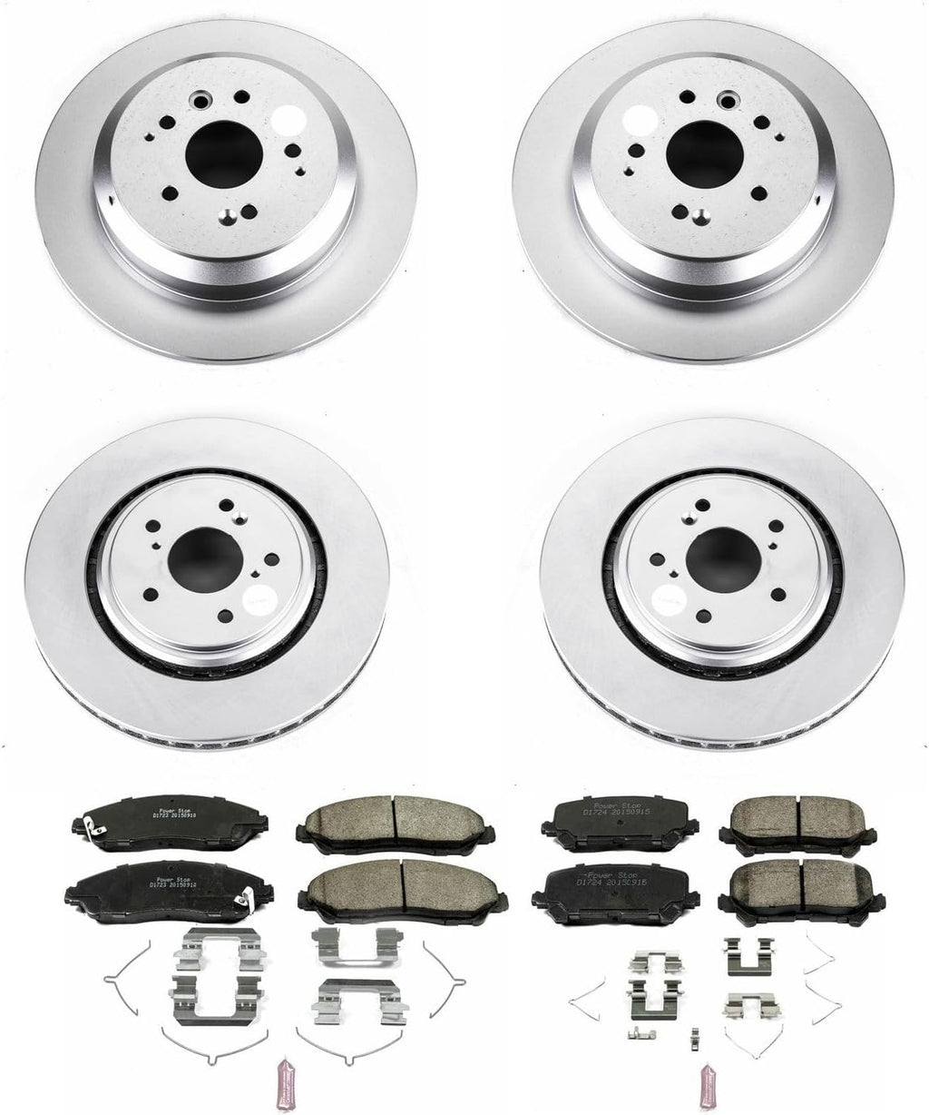 PowerStop Front and Rear Brake Kit for Acura MDX 2014-16 - Fully-Coated Disc Rotors with Z17 Ceramic Brake Pads Replacement, CRK6956