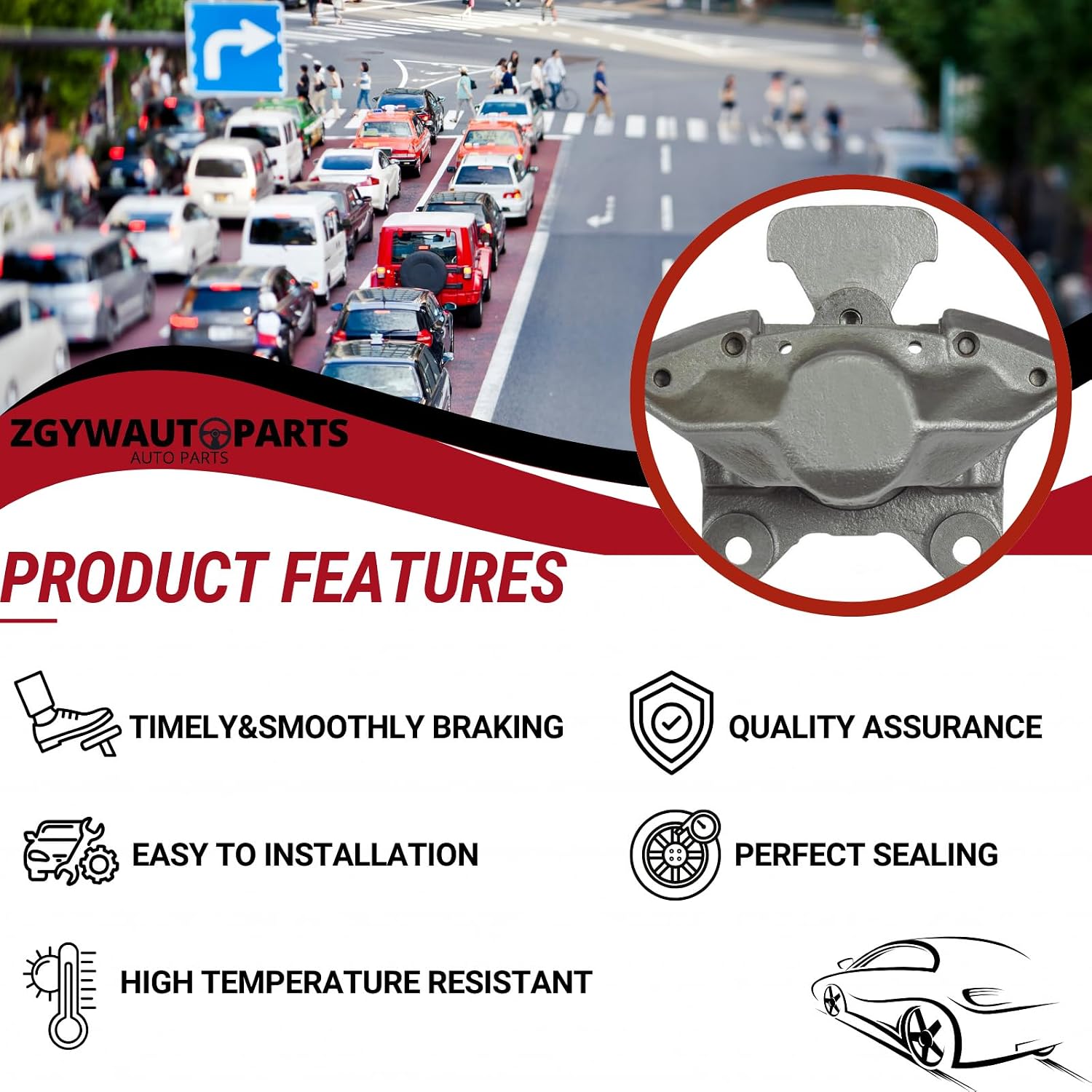 Front Brake Caliper, Disc Brake Caliper Set of 2 Automotive Replacement Brake Calipers ZGYWAutoParts for Ford Fiesta 1.0L 2014-2016, for Ford Fiesta 1.6L 2011-2016