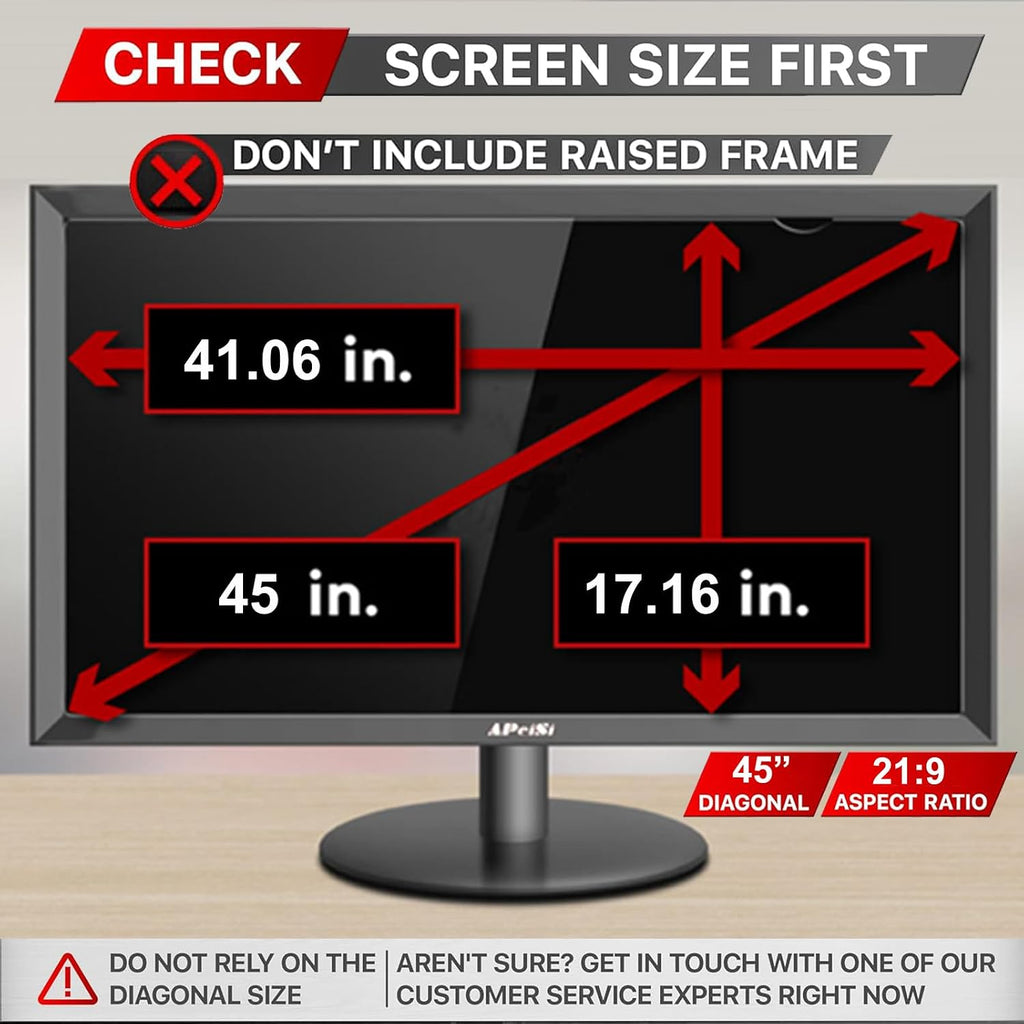 45 Inch Privacy Screen Filter for 21:9 Curved Ultrawide Monitor | Privacy Shield | Anti Glare | Anti-Blue Light | Eye Protection | Anti Spy | Computer Security Private Filter Protector
