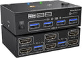 Dual Monitor KVM Switch 2 Port 4K@60Hz 2K@144Hz,HDMI USB 3.0 Switch Extended Display 2 Monitors 2 Computers