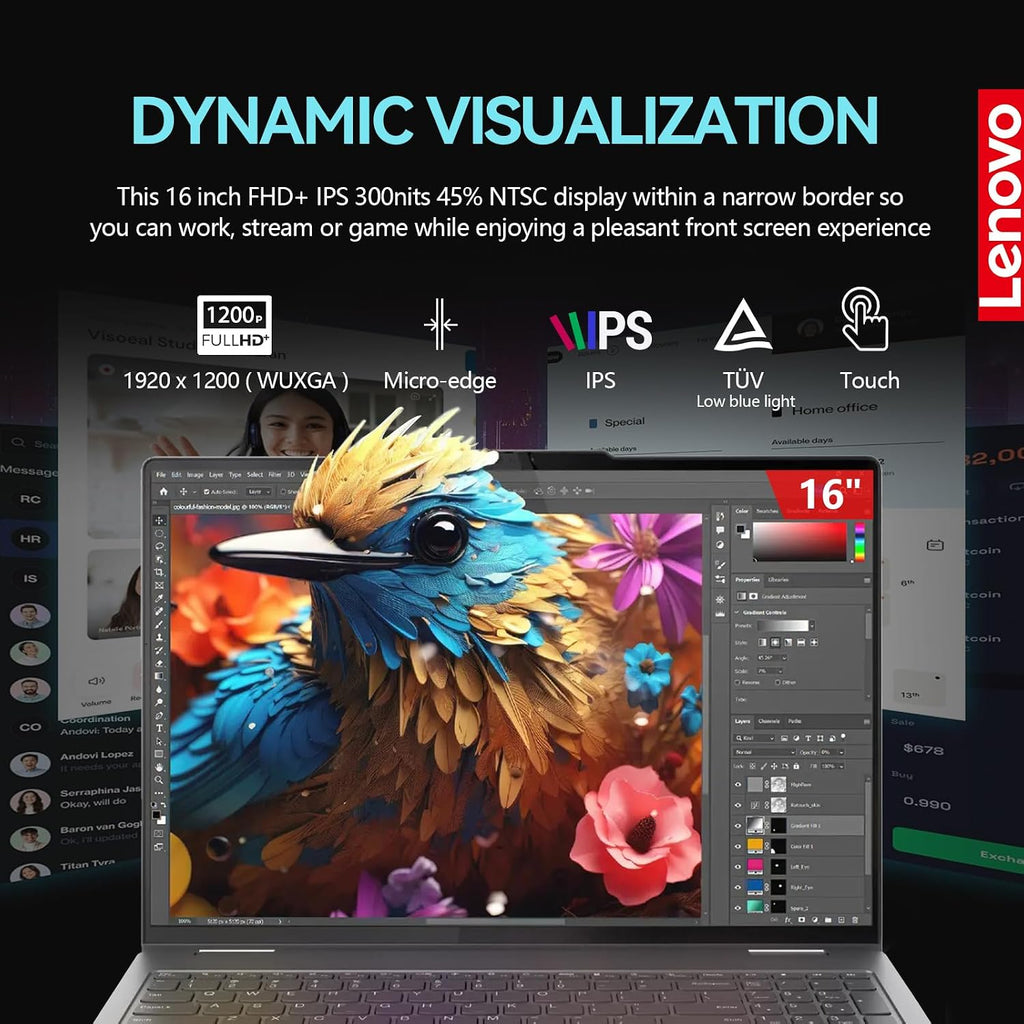 Lenovo 2025 Yoga 7i 2 in 1 Laptop Touchscreen, 16' FHD+ 360 Foldable Touch Screen Convertible, Intel Core Ultra 7, 16GB DDR5 RAM 1TB SSD+512GB PSSD, Windows 11 Pro|Backlit|Fingerprint|YGYTEaccessory