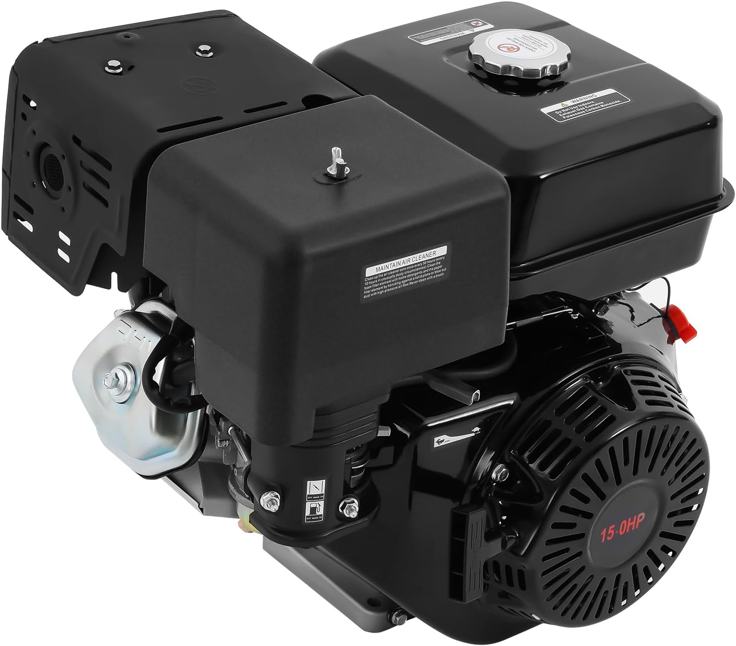 Bepritm 4 Stroke Gas Engine, Single Cylinder Air Cooled Gasoline Motor Engine, Go Kart Motor Engine Horizontal Shaft for Lawn Mower, Go-Karts and Compressors (15HP 420CC Black)