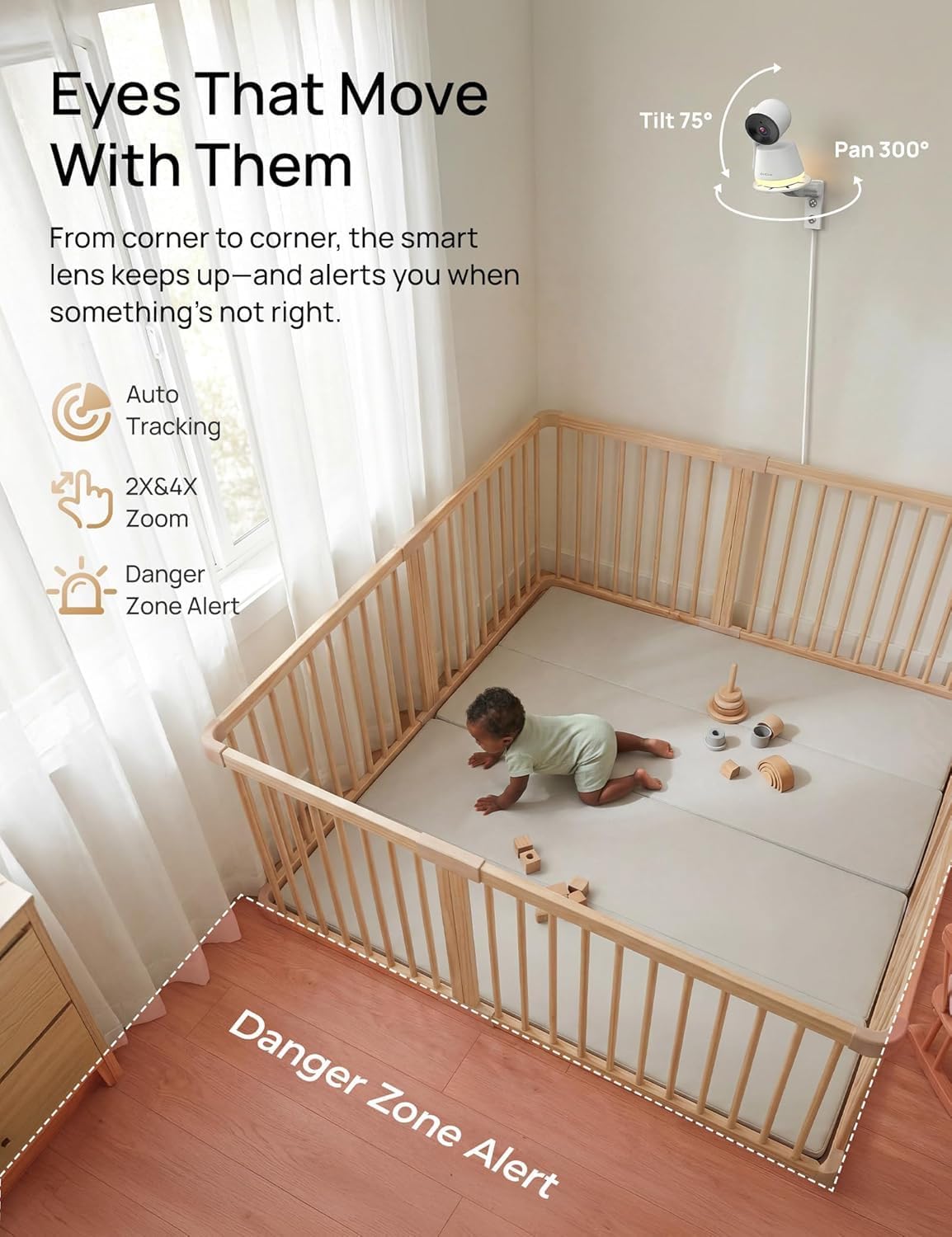 Dr.Care LumiView Max Smart WiFi Baby Monitor with 2 Camaras- 7' 1080P FHD & 2K Camera, Privacy Mode, Cry & Motion Detection, 6000mAh Removable Battery, RGB Night Light, Snapshot & Video Recording