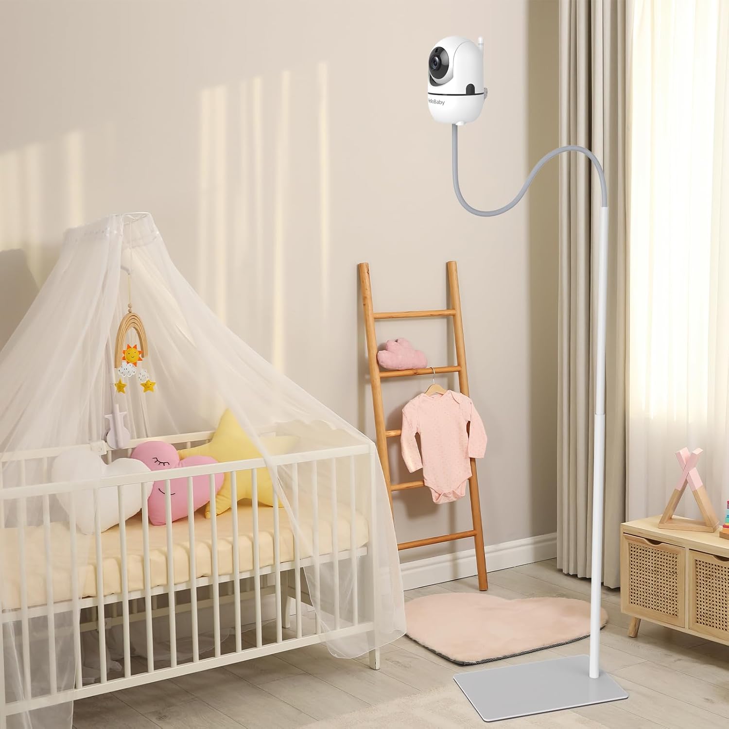 HelloBaby Baby Monitor 2 Cameras with a Floor Stand for Twins, 6'' IPS Split-Screen, 30H Battery No WiFi, 2-Way Audio Night Vision Pan-Tilt-Zoom, VOX 8 Lullabies 1000ft Range