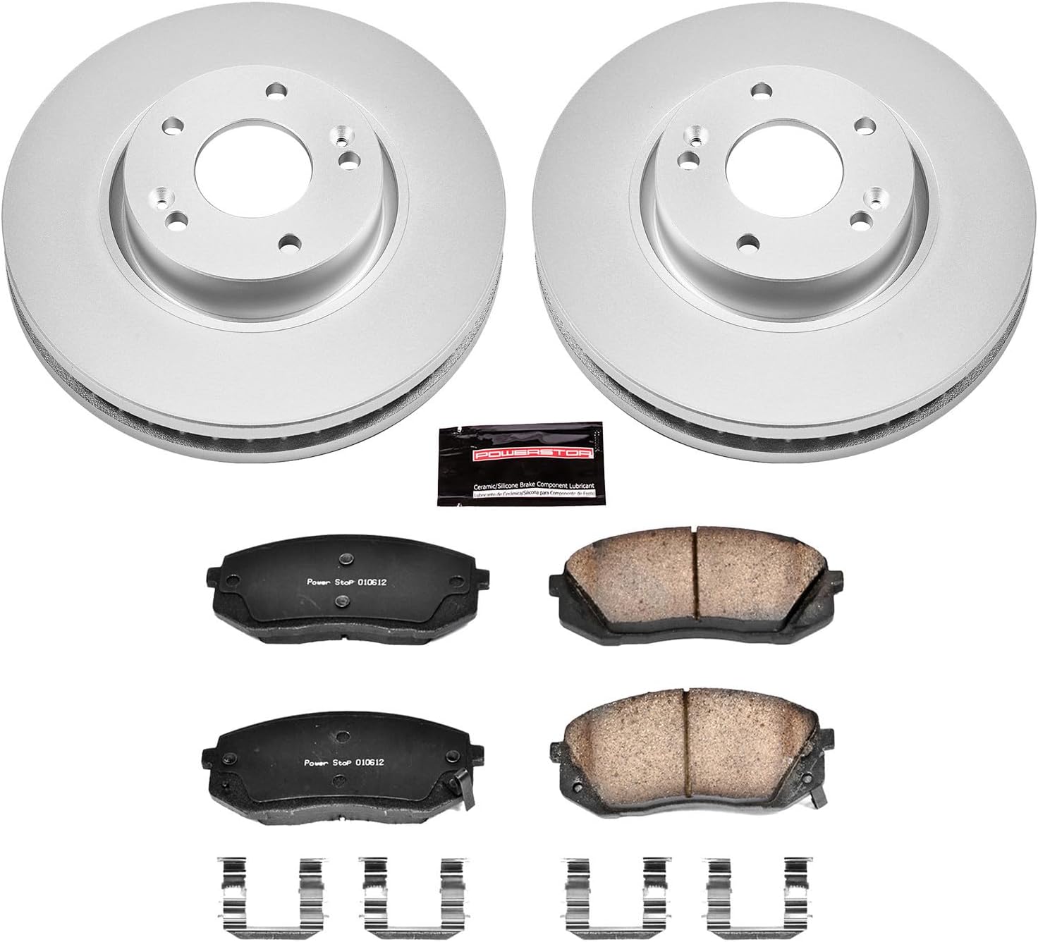 PowerStop Front Brake Kit for Hyundai Tucson 2010-15 | Kia Sportage 2011-16 - Fully-Coated Disc Rotors with Z17 Ceramic Brake Pads Replacement, CRK6087