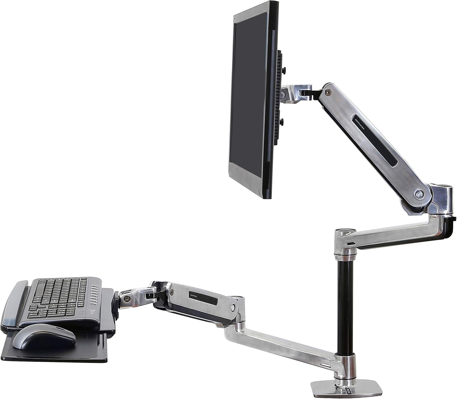 Ergotron – WorkFit-LX Sit-Stand Single Monitor and Keyboard Arm, VESA Desk Mount – for Monitors Up to 42 Inches, 7 to 25 lbs – Polished Aluminum
