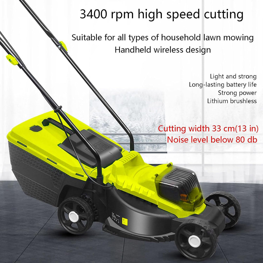 40V 33 cm(13 in) Cordless Electric Push Lawn Mower, with 3-Position Height Adjustment, Compact and Lightweight Battery Powered Lawn Mower (2 * 4AH Batteries & Charger Included)
