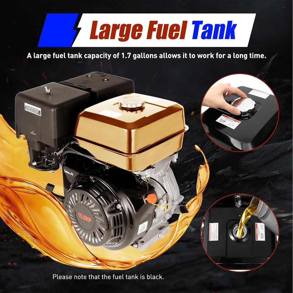 15HP 4 Stroke Gasoline Engine 420CC Inclined Engine Motor OHV Recoil/Manually Starting The Engine Motor Go Kart Gas Engine Log Splitter Microtillers