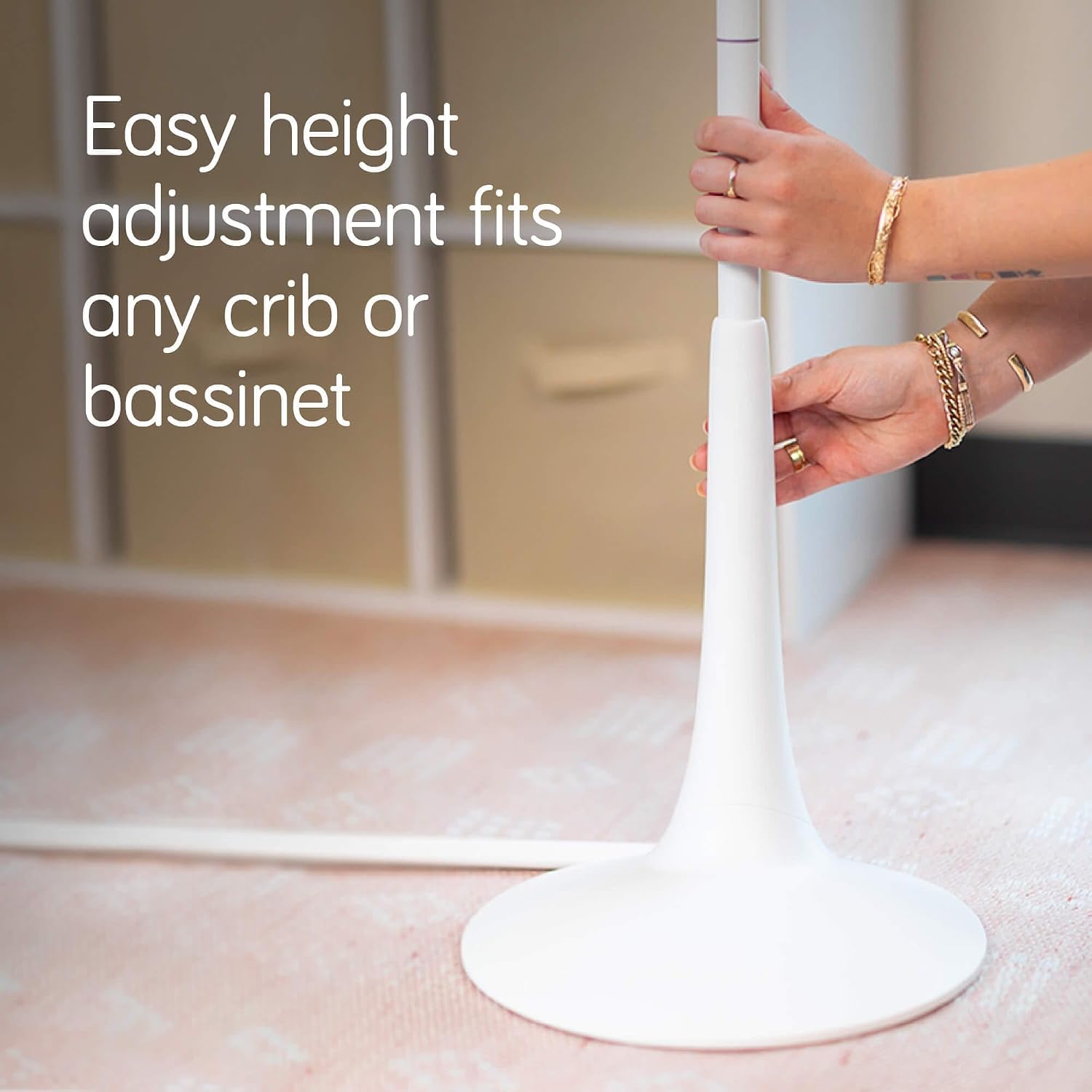 Nanobebe Smart Baby Monitor 360° 1080p HD Camera with Monitor Floor Stand Accessory, Adjustable Height, Stable Weighted Base
