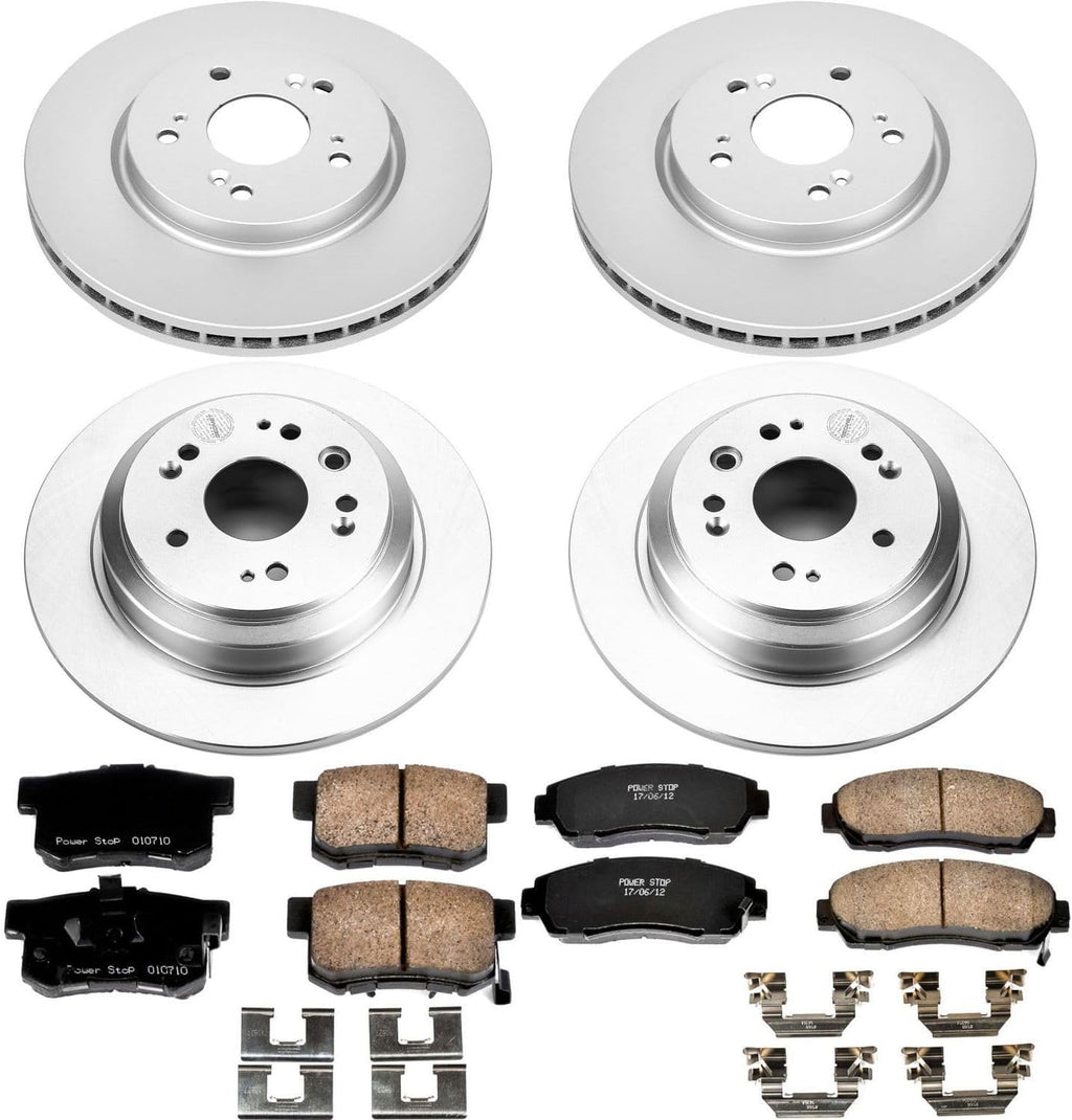 PowerStop Front and Rear Brake Kit for Honda Accord Crosstour 2010-11 | Honda Crosstour 2012 - Fully-Coated Disc Rotors with Z17 Ceramic Brake Pads Replacement, CRK5815
