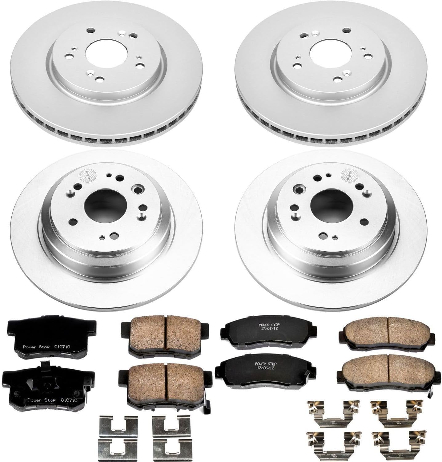 PowerStop Front and Rear Brake Kit for Honda Accord Crosstour 2010-11 | Honda Crosstour 2012 - Fully-Coated Disc Rotors with Z17 Ceramic Brake Pads Replacement, CRK5815