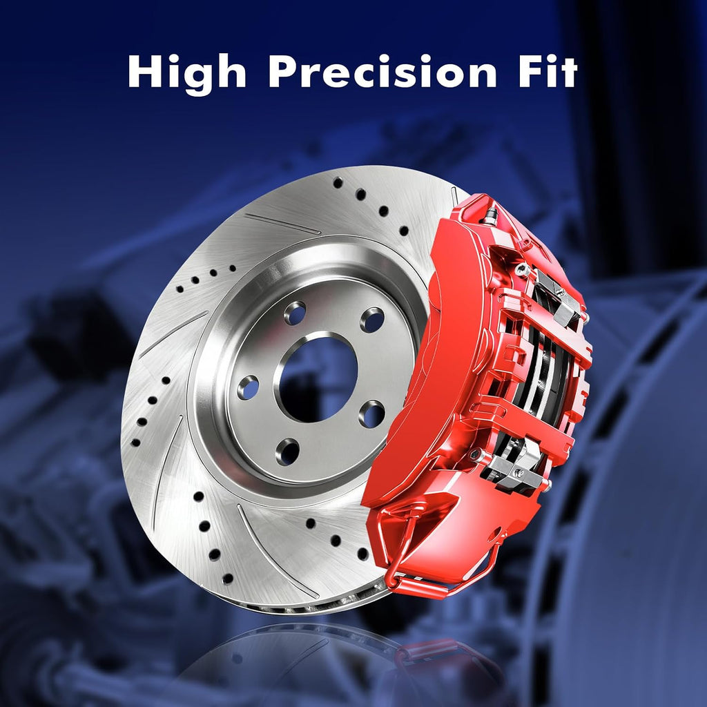 PM Auto Set of 6 Front 305mm Brake Disc Rotors-Ceramic Brake Pad Kit Replacement For 2007 Chevrolet Silverado 1500 Classic Rear Disc