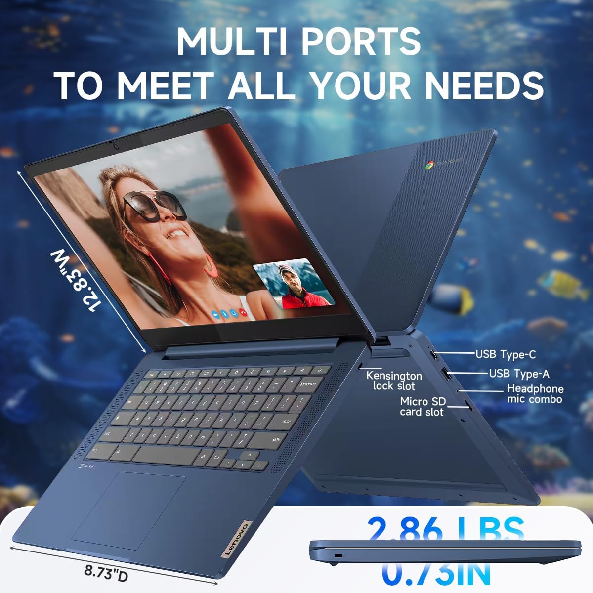 Lenovo IdeaPad Slim 3 Chromebook Laptop, 14'' FHD Touchscreen, 4GB RAM, 64GB eMMC + 256GB Micro SD, MediaTek Kompanio 520, Lightweight Chromebook for Business & Students, w/Accessories