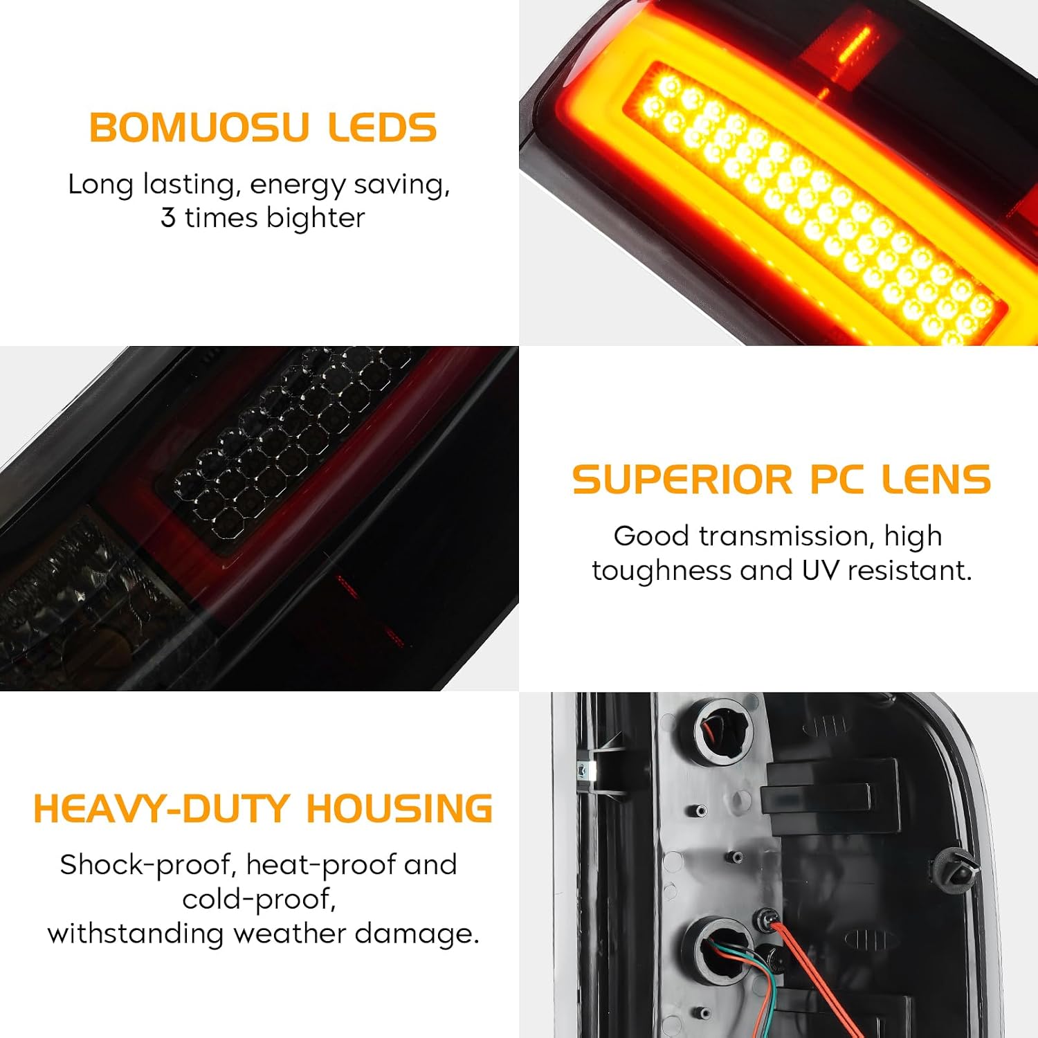 LED Tail Light Assembly + 3rd Brake Light Fit for Chevy Silverado 1500 2500 HD 3500 HD 2007-2014, for GMC Sierra 3500 HD 2008-2014 with Dual Wheel, Smoke Lens
