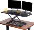 X-Elite Pro 40' Corner Standing Desk Converter with Pneumatic Lift | Adjustable Sit to Stand Riser, L-Shaped Desks & Cubicles | Fully Assembled Computer Workstation (Matte Black)