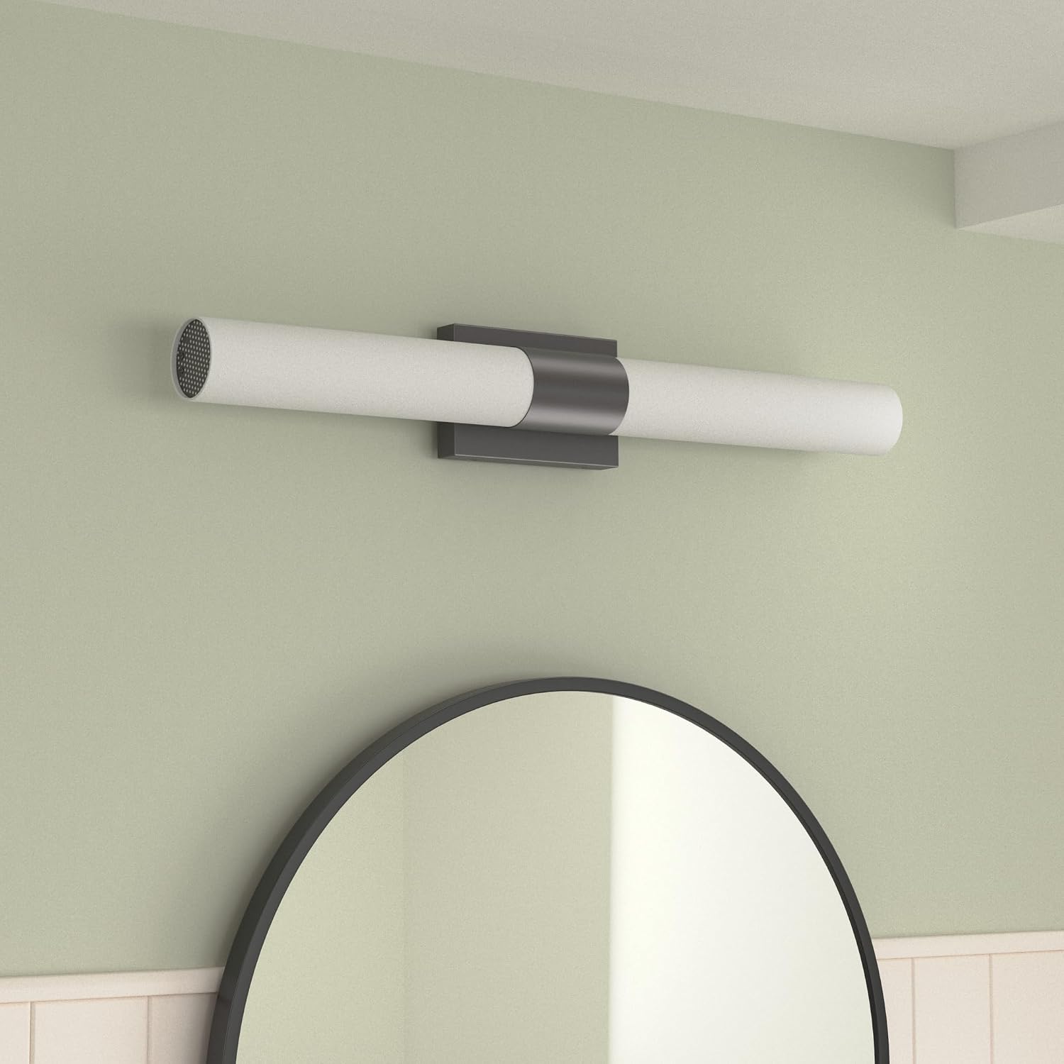Linea di Liara Perpetua Modern LED Bathroom Vanity Light Bar 30 Inch Matte Black Bathroom Light Fixtures Over Mirror and Over Sink, Dimmable White Frosted Glass Shade, UL Listed
