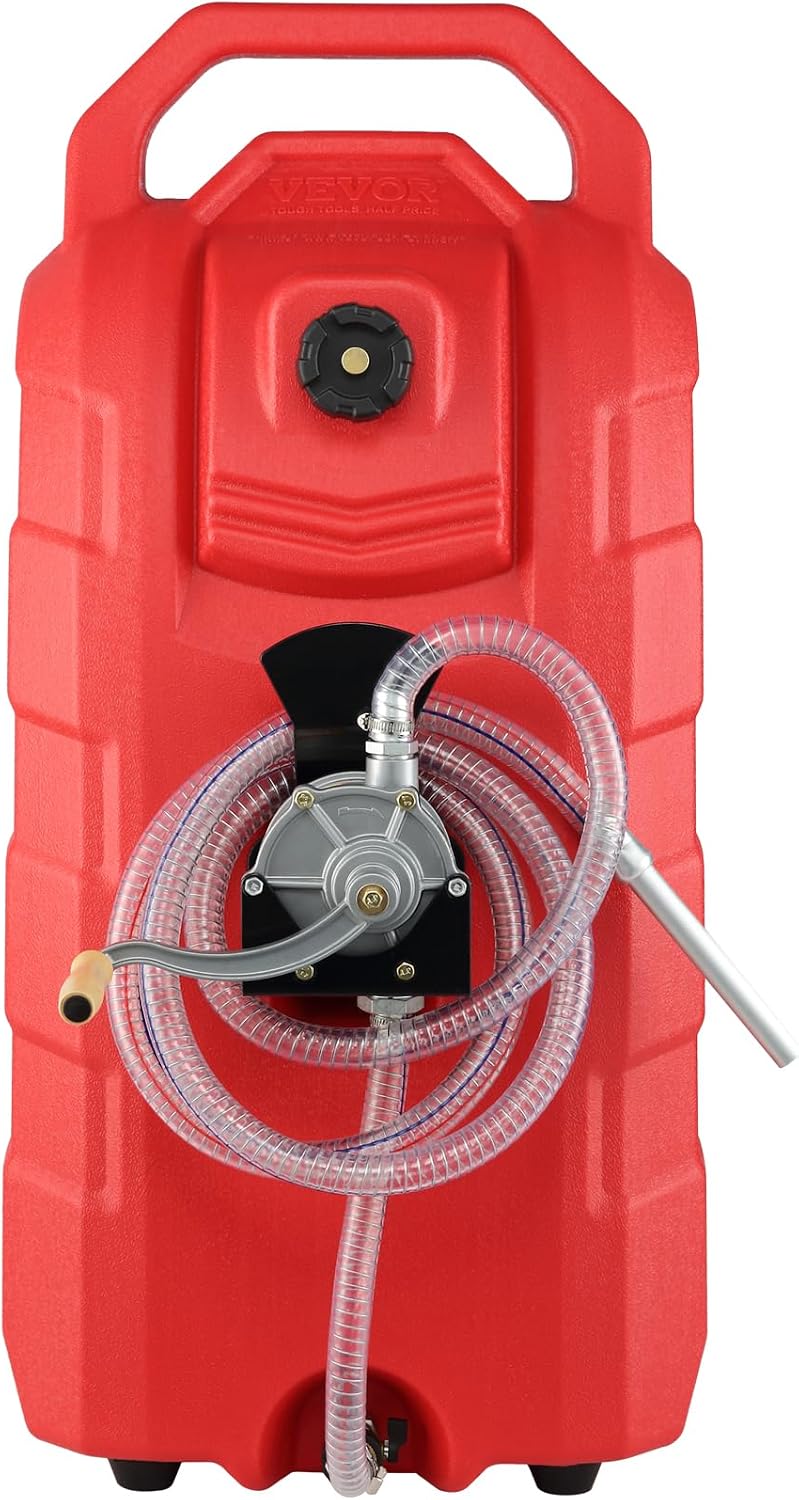 VEVOR 16 Gallon Fuel Caddy, 7.8 L/min, Portable Gas Storage Tank Container with Hand Pump Rubber Wheels, Fuel Transfer Storage Tank for Gasoline Diesel Machine Oil Car Mowers Tractor Boat Motorcycle