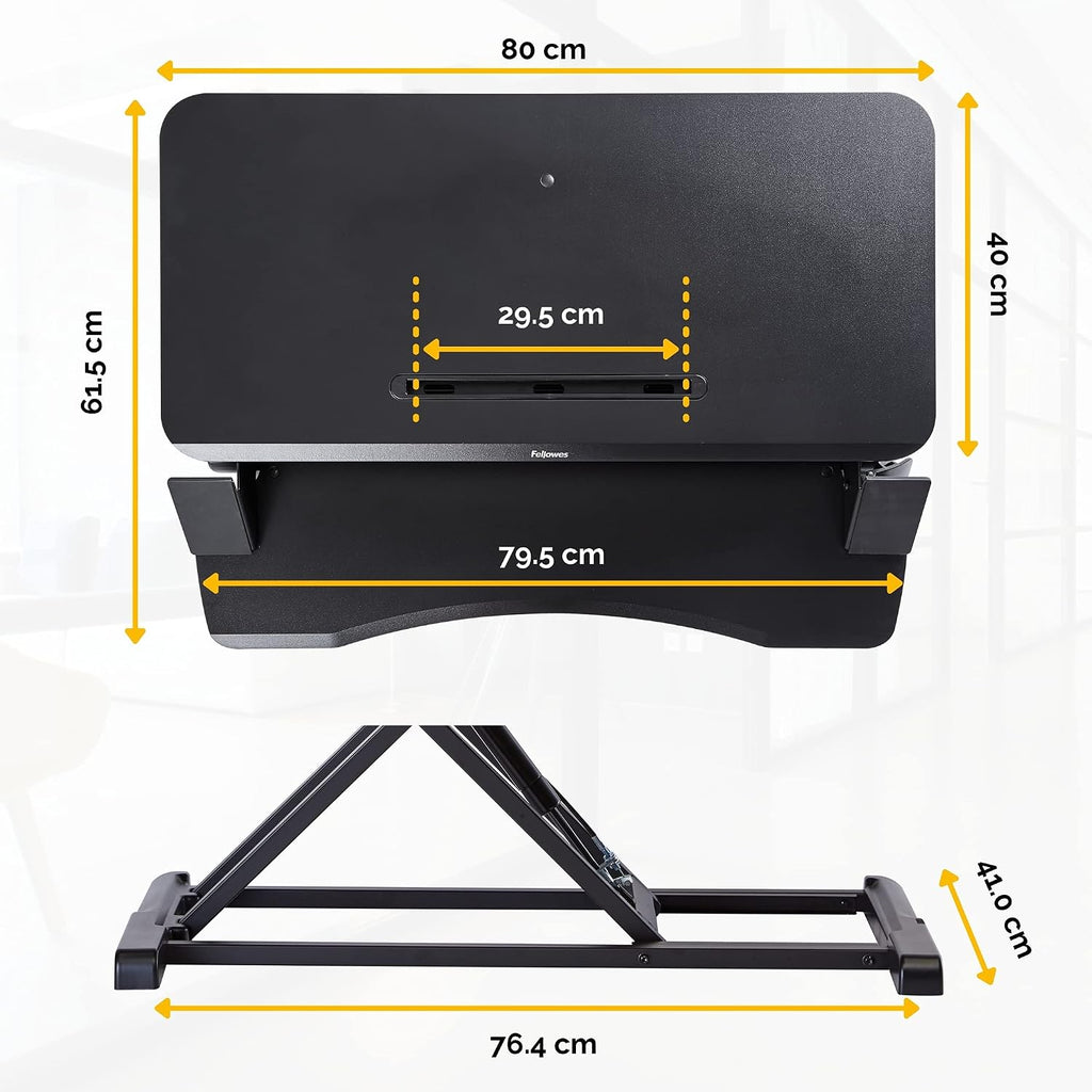 Fellowes Corsivo Height Adjustable Standing Desk, Sit to Stand, Gas Spring Riser Converter, Tabletop Workstation, Desk Riser (8091001)