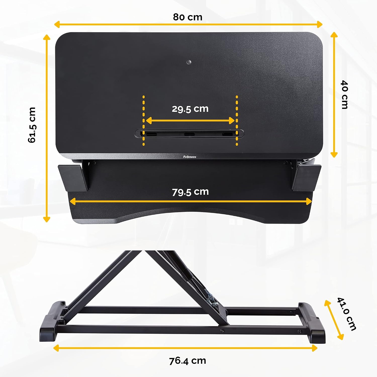 Fellowes Corsivo Height Adjustable Standing Desk, Sit to Stand, Gas Spring Riser Converter, Tabletop Workstation, Desk Riser (8091001)