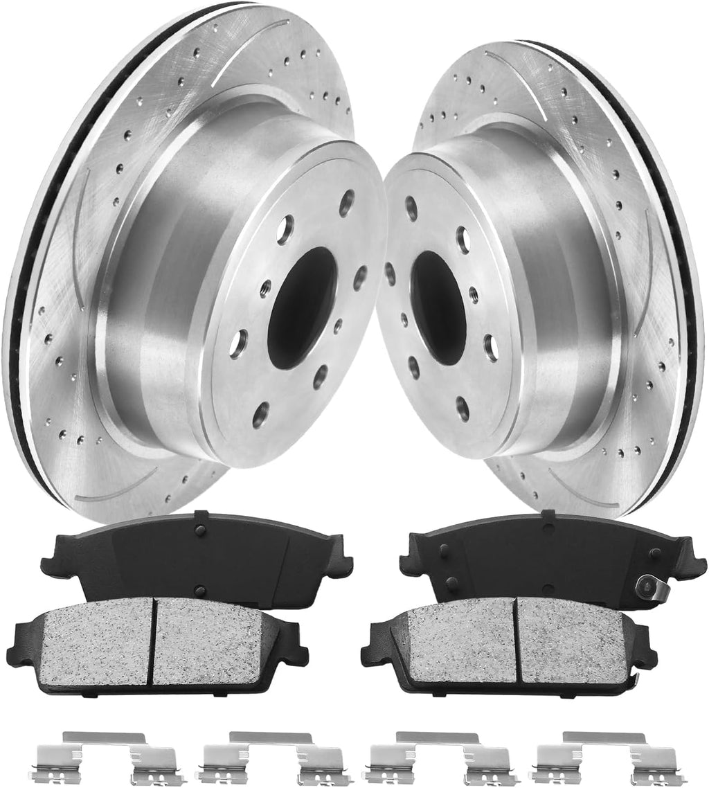 Anpulsero Automotive Replacement Brake Kits Rear Brake Pads and Rotors Kit Compatible with 2007-2013 Chevrolet Silverado 1500, Brakes and Rotors Geomet 55133 D1194-8312 Brake Kit 344.7mm（13.6in）
