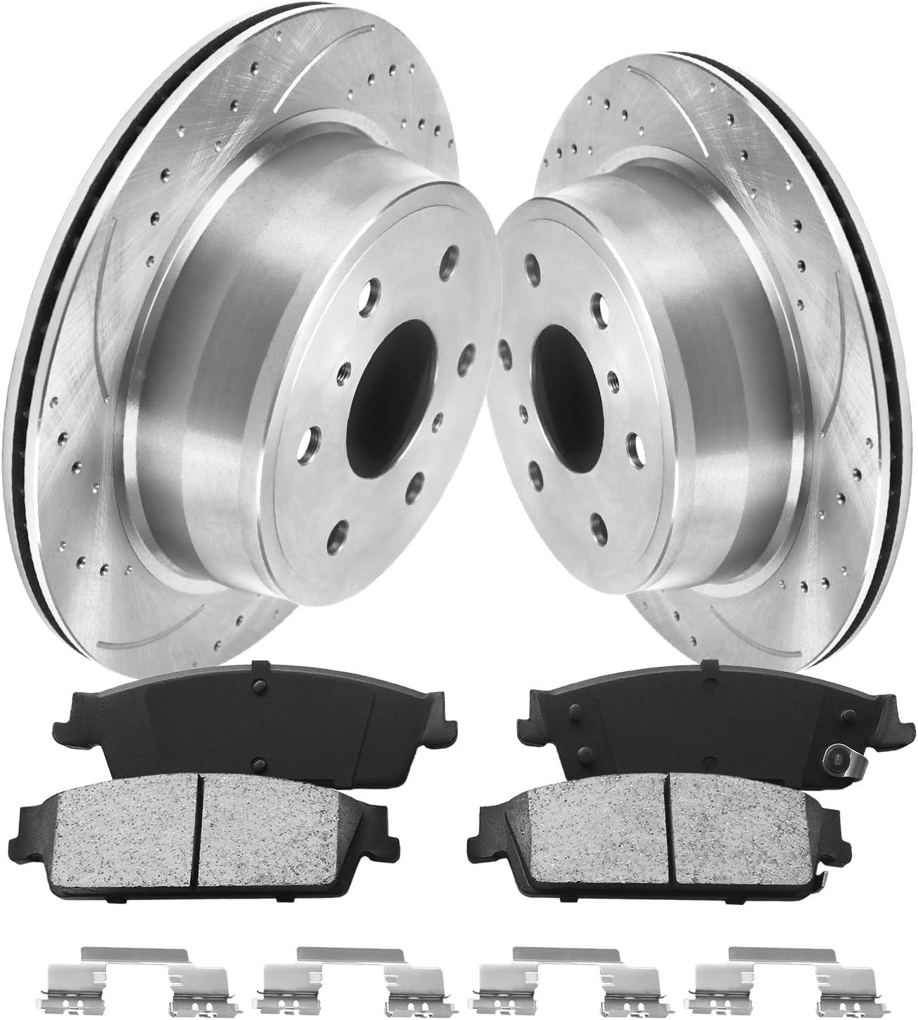 Anpulsero Automotive Replacement Brake Kits Rear Brake Pads and Rotors Kit Compatible with 2007-2013 Chevrolet Silverado 1500, Brakes and Rotors Geomet 55133 D1194-8312 Brake Kit 344.7mm（13.6in）