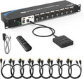 eKL 8 Port Real Seamless Switching HDMI KVM Switch 8 Computers 4K@30Hz 1U Rack Mount, 3.5mm Audio Extractor, Desktop Controller, Hotkey, Mouse, RS232 Code Switching