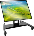 Rolling TV Stand, Portable Mobile Floor Confidence Monitor Stand on Wheels for 32-75 Inch Flat Screen TVs, Low Profile TV Cart with Height and 90° Viewing Angle Adjustable, Max VESA 600x400mm, 100lbs